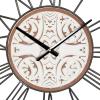 image:imageDeco 79 Wood Floral Decorative Wall Clock for Home with White Cutout Board Hanging Clock 32 x 2 x 32 BrownWhite  Brown