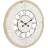 image:imageDeco 79 Wood Floral Decorative Wall Clock for Home with White Cutout Board Hanging Clock 32 x 2 x 32 BrownWhite