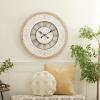 image:imageDeco 79 Wood Floral Decorative Wall Clock for Home with White Cutout Board Hanging Clock 32 x 2 x 32 BrownWhite