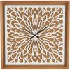image:imageDeco 79 Wood Floral Decorative Wall Clock for Home with White Cutout Board Hanging Clock 32 x 2 x 32 BrownBrown