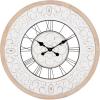 image:imageDeco 79 Wood Floral Decorative Wall Clock for Home with White Cutout Board Hanging Clock 32 x 2 x 32 BrownWhite