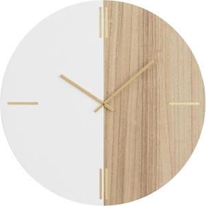 image:imageCosmoLiving by Cosmopolitan Wood Round Wall Clock with Marble Side 24 x 2 x 24 BrownBrown