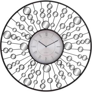 image:imageDeco 79 Metal Starburst Radial Wall Clock with Mirrored Accents 26 x 2 x 26 Black