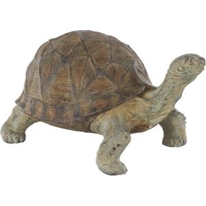 image:imageDeco 79 Resin Turtle Indoor Outdoor Garden Sculpture Distressed Textured Small Planter Pot with Patterned Shell Planter 14 x 24 x 13 Brown