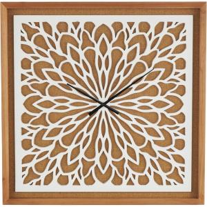 image:imageDeco 79 Wood Floral Decorative Wall Clock for Home with White Cutout Board Hanging Clock 32 x 2 x 32 BrownBrown