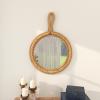 image:imageDeco 79 Jute Rope Room Wall Mirror Small Twisted Rope Entryway Mirror with Handle Wall Mounted Mirror 23 x 2 x 34 Brown