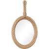 image:imageDeco 79 Jute Rope Room Wall Mirror Small Twisted Rope Entryway Mirror with Handle Wall Mounted Mirror 23 x 2 x 34 Brown