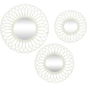 image:imageDeco 79 Wood Starburst Wall Mirror Set of 3 24 20 16H White