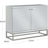 image:imageDeco 79 Glass 2 Door Cabinet with Linear Striped Panels and Gray Iron Base 47 x 18 x 38 Silver