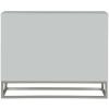 image:imageDeco 79 Glass 2 Door Cabinet with Linear Striped Panels and Gray Iron Base 47 x 18 x 38 Silver