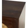 image:imageDeco 79 Mango Wood Handmade Room Cabinet 2 Shelf and 3 Door Storage Cabinet with Rattan Front and Black Knobs Accent Cabinet 53 x 17 x 30 Brown
