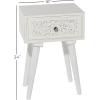 image:imageDeco 79 Mango Wood Scroll Side End Accent Table Intricately Carved Single Drawer End Table Side Table 16 x 13 x 24 WhiteWhite