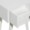 image:imageDeco 79 Mango Wood Scroll Side End Accent Table Intricately Carved Single Drawer End Table Side Table 16 x 13 x 24 WhiteWhite
