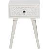 image:imageDeco 79 Mango Wood Scroll Side End Accent Table Intricately Carved Single Drawer End Table Side Table 16 x 13 x 24 WhiteWhite