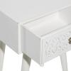 image:imageDeco 79 Mango Wood Scroll Side End Accent Table Intricately Carved Single Drawer End Table Side Table 16 x 13 x 24 WhiteWhite