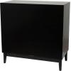image:imageDeco 79 Wood Room Cabinet 1 Shelf and 2 Door Storage Cabinet with Cane Front Doors and Gold Handles Accent Cabinet 36 x 18 x 36 Black