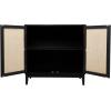 image:imageDeco 79 Wood Room Cabinet 1 Shelf and 2 Door Storage Cabinet with Cane Front Doors and Gold Handles Accent Cabinet 36 x 18 x 36 Black