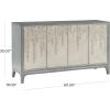 image:imageDeco 79 Wooden Floral Media Credenza Sideboard Relief 4 Door Storage Cabinet with Cream Front Doors and Cascading Leaf Design Accent Cabinet 60 x 18 x 35 Gray