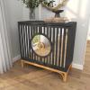 image:imageDeco 79 Wooden Geometric Room Cabinet 1 Shelf and 2 Doors Storage Cabinet Accent Cabinet 32 x 16 x 32 Black