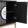 image:imageDeco 79 Wooden Geometric Room Cabinet 1 Shelf and 2 Doors Storage Cabinet Accent Cabinet 32 x 16 x 32 Black