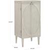 image:imageDeco 79 Wooden Geometric Washed Oval Rattan Front Armoire Jewelry 2 Door 6 Drawer and 32 Hook Cabinet with Mirrored Lift Top and Organizer Shelf 20 x 18 x 47 Light Gray