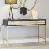image:imageDeco 79 Wooden Room Cabinet 3 Drawer Storage Cabinet with Mirrored Front Accent Cabinet 32 x 16 x 32 GoldBlack