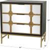 image:imageDeco 79 Wooden Room Cabinet 3 Drawer Storage Cabinet with Mirrored Front Accent Cabinet 32 x 16 x 32 GoldBlack