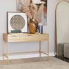 image:imageDeco 79 Wooden Room Cabinet 3 Drawer Storage Cabinet with Mirrored Front Accent Cabinet 32 x 16 x 32 GoldGold