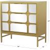 image:imageDeco 79 Wooden Room Cabinet 3 Drawer Storage Cabinet with Mirrored Front Accent Cabinet 32 x 16 x 32 GoldGold