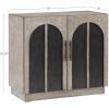 image:imageDeco 79 Wooden Washed 2 Door Cabinet with Black Split Arches and Metal Bar Handles 35 x 18 x 33 Gray