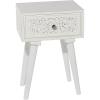 image:imageDeco 79 Mango Wood Scroll Side End Accent Table Intricately Carved Single Drawer End Table Side Table 16 x 13 x 24 WhiteWhite