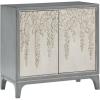 image:imageDeco 79 Wooden Floral Relief 2 Door Cabinet with Cream Front Doors and Cascading Leaf Design 34 x 18 x 34 Gray