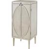 image:imageDeco 79 Wooden Geometric Washed Oval Rattan Front Armoire Jewelry 2 Door 6 Drawer and 32 Hook Cabinet with Mirrored Lift Top and Organizer Shelf 20 x 18 x 47 Light Gray