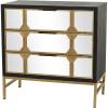 image:imageDeco 79 Wooden Room Cabinet 3 Drawer Storage Cabinet with Mirrored Front Accent Cabinet 32 x 16 x 32 GoldBlack