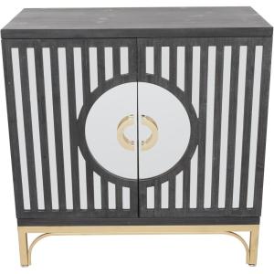 image:imageDeco 79 Wooden Geometric Room Cabinet 1 Shelf and 2 Doors Storage Cabinet Accent Cabinet 32 x 16 x 32 Black