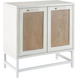 image:imageDeco 79 Wooden Room Cabinet 2 Door Storage Cabinet with Brown Woven Rattan Doors and Metal Base Accent Cabinet 30 x 16 x 31 WhiteWhite