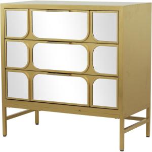 image:imageDeco 79 Wooden Room Cabinet 3 Drawer Storage Cabinet with Mirrored Front Accent Cabinet 32 x 16 x 32 GoldGold