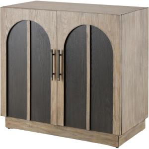 image:imageDeco 79 Wooden Washed 2 Door Cabinet with Black Split Arches and Metal Bar Handles 35 x 18 x 33 Gray