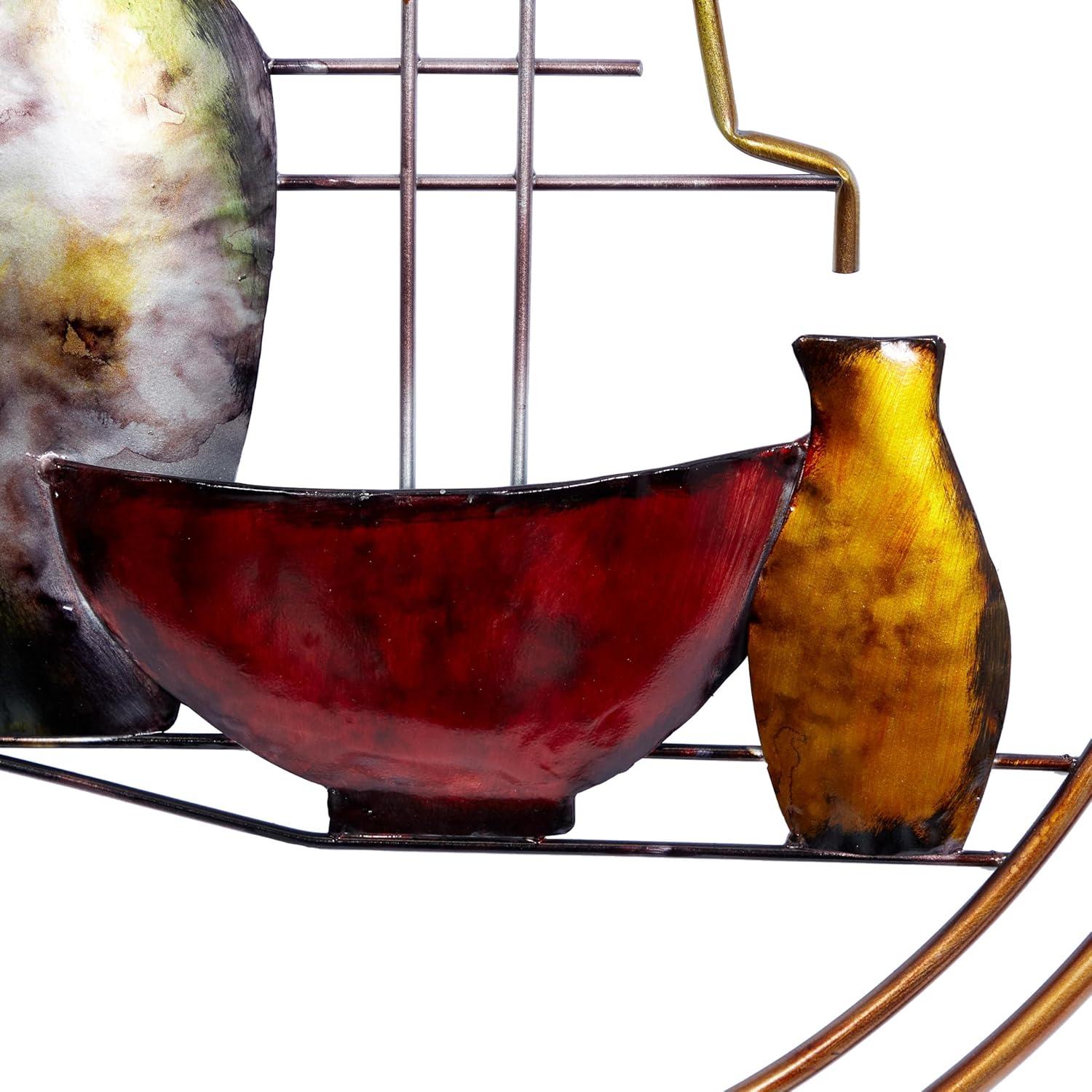 image:imageDeco 79 Metal Abstract Home Wall Decor Wall Sculpture with Vase Details Wall Art 24 x 22 x 1 Multi Colored