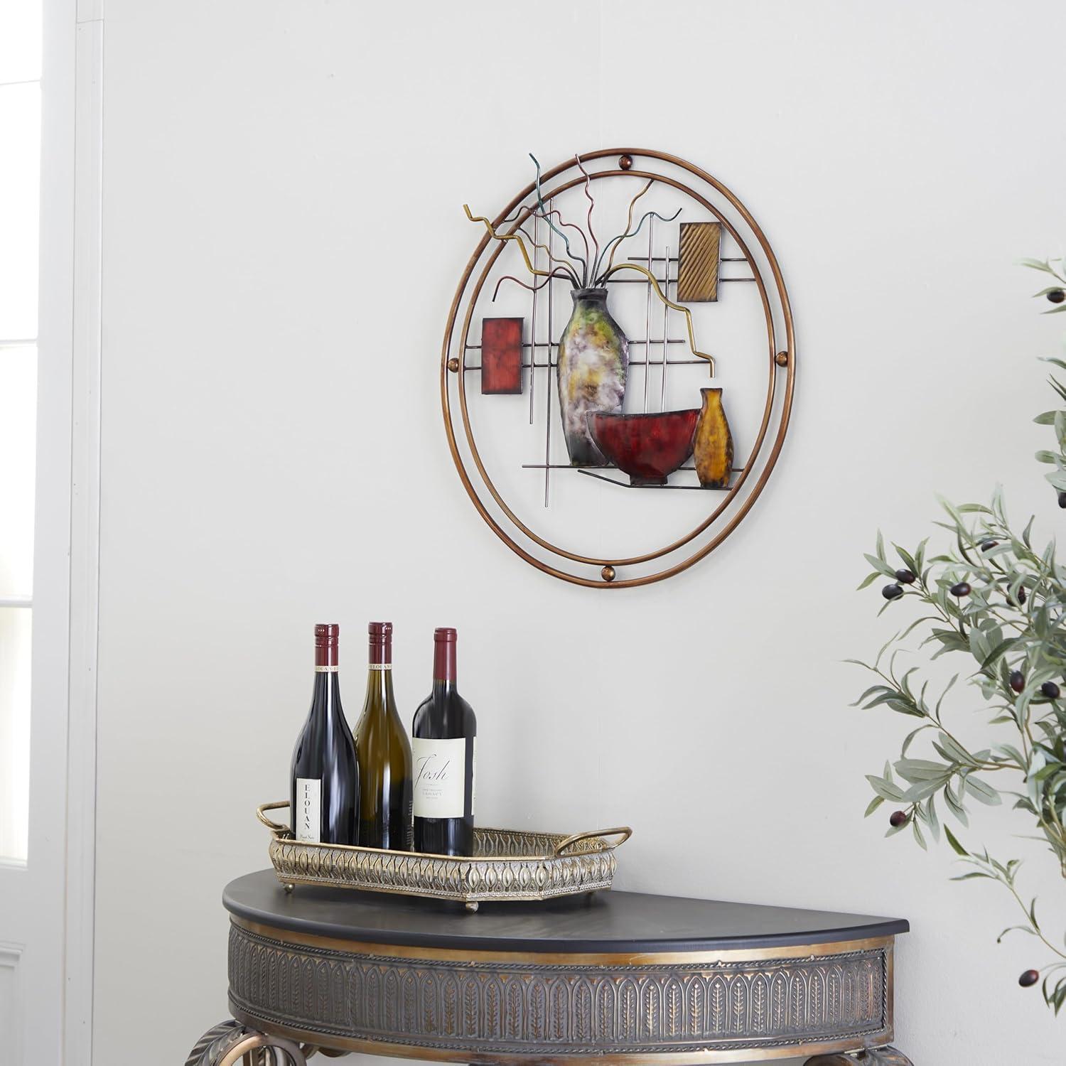 image:imageDeco 79 Metal Abstract Home Wall Decor Wall Sculpture with Vase Details Wall Art 24 x 22 x 1 Multi Colored