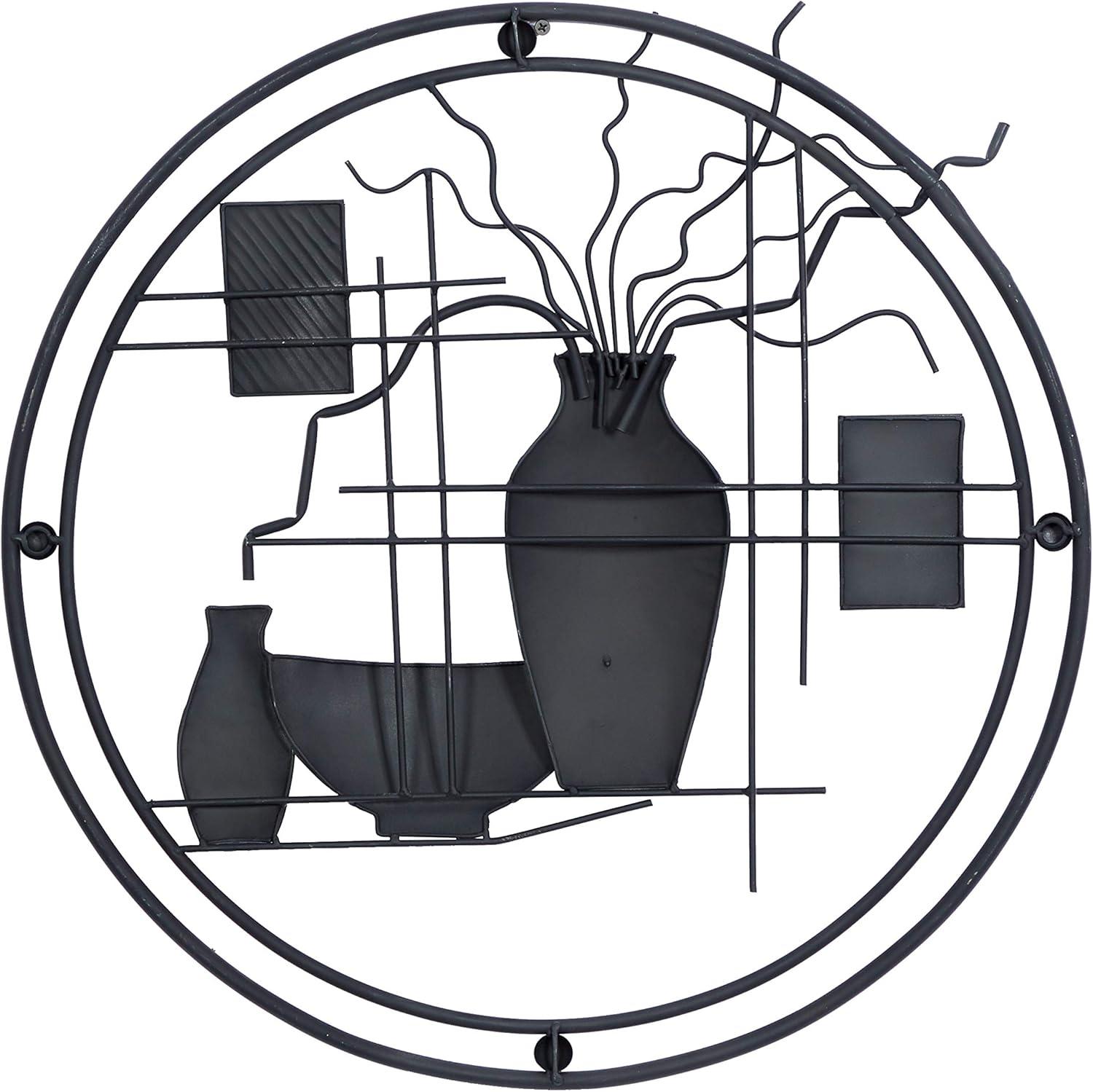 image:imageDeco 79 Metal Abstract Home Wall Decor Wall Sculpture with Vase Details Wall Art 24 x 22 x 1 Multi Colored