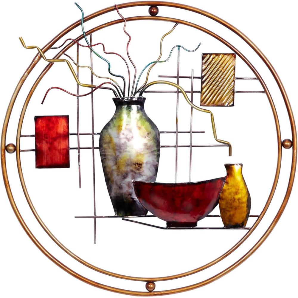 image:imageDeco 79 Metal Abstract Home Wall Decor Wall Sculpture with Vase Details Wall Art 24 x 22 x 1 Multi Colored