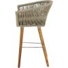 image:imageDeco 79 Fabric Bar Stool Woven Rope Indoor with Polyester Cushion and Tapered Wood Legs 22 x 20 x 37 Gray