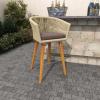 image:imageDeco 79 Fabric Bar Stool Woven Rope Indoor with Polyester Cushion and Tapered Wood Legs 22 x 20 x 37 Gray