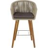 image:imageDeco 79 Fabric Bar Stool Woven Rope Indoor with Polyester Cushion and Tapered Wood Legs 22 x 20 x 37 Gray