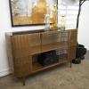 image:imageDeco 79 Metal Art Deco Inspired 1 Shelf Console Table with Black Glass Top 47 x 13 x 30 Gold