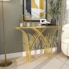 image:imageDeco 79 Metal Geometric Console Table with Mirrored Glass Top 41 x 12 x 31 Gold