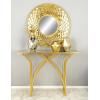 image:imageDeco 79 Metal Geometric Console Table with Mirrored Glass Top 41 x 12 x 31 Gold