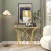 image:imageDeco 79 Metal Geometric Console Table with Mirrored Glass Top 41 x 12 x 31 Gold