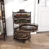image:imageDeco 79 Metal Kitchen Storage Cart Rolling Circular 6 Shelf with Adjustable Shelves 17 x 17 x 28 Brown